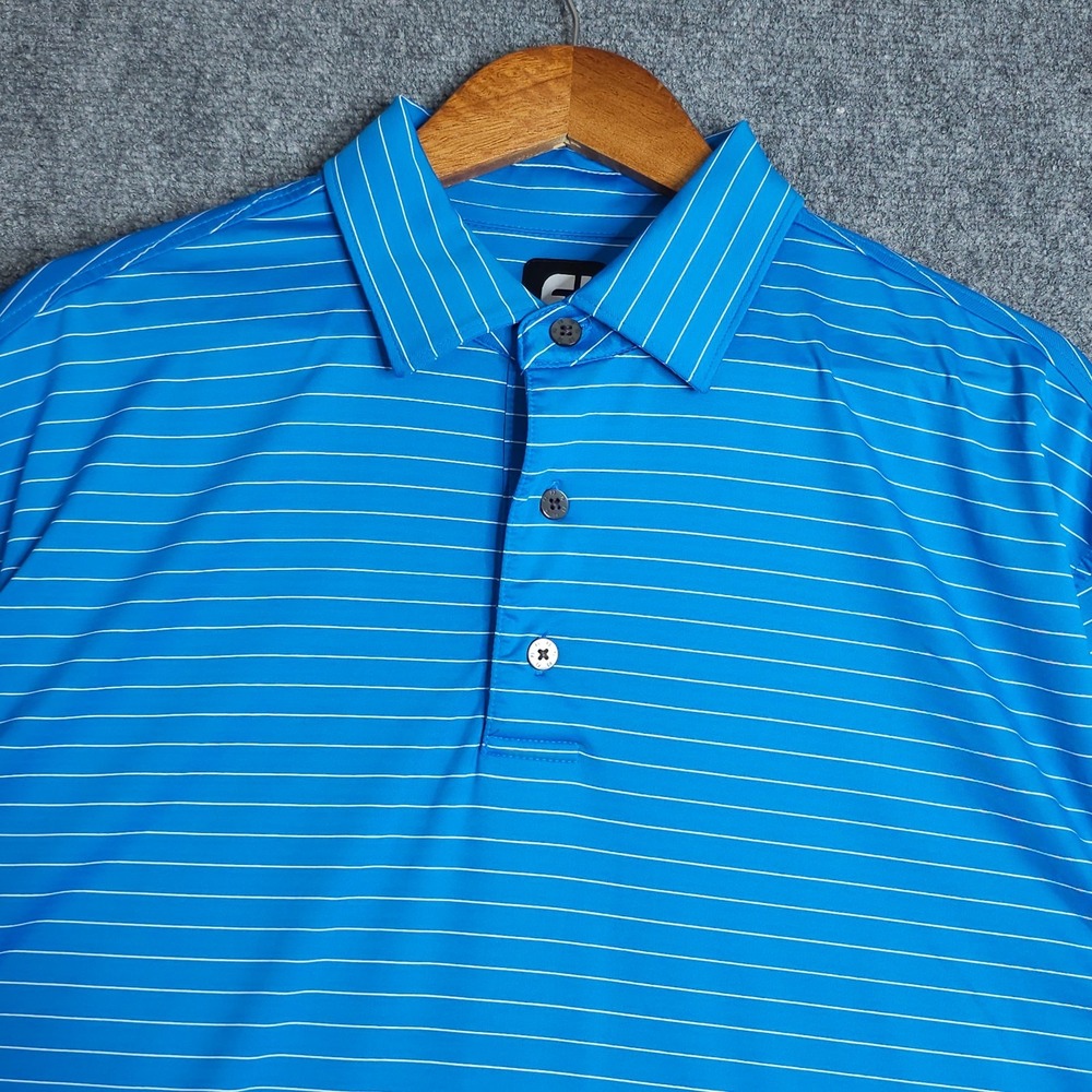 FootJoy FJ Golf Polo Shirt Mens XL Blue White Feeder Stripe ProDry Performance